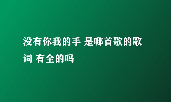 没有你我的手 是哪首歌的歌词 有全的吗