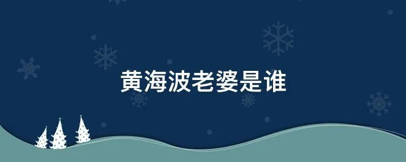黄海波老婆是谁