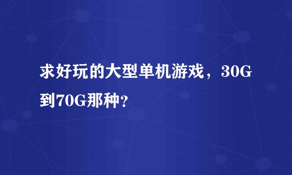 求好玩的大型单机游戏，30G到70G那种？