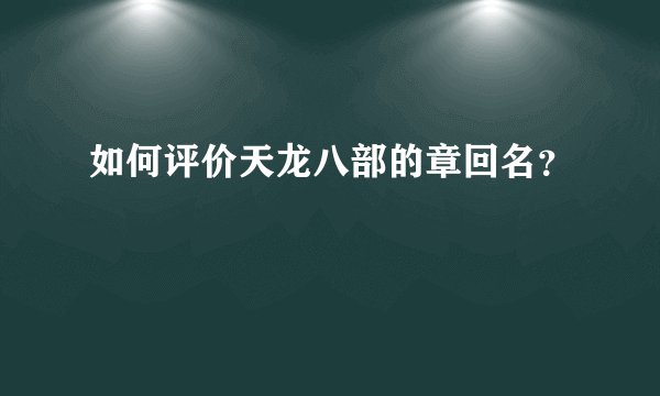 如何评价天龙八部的章回名？
