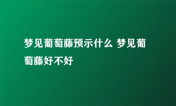 梦见葡萄藤预示什么 梦见葡萄藤好不好