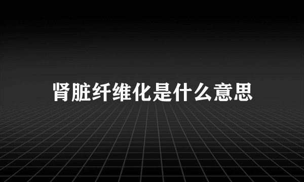 肾脏纤维化是什么意思