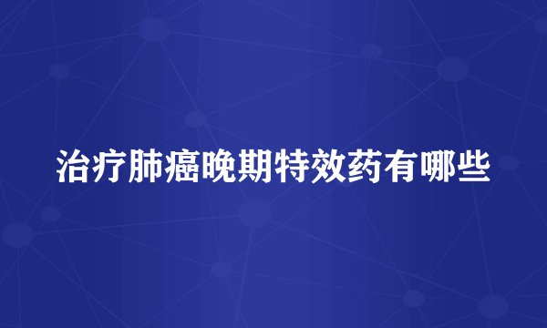 治疗肺癌晚期特效药有哪些