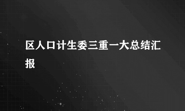 区人口计生委三重一大总结汇报