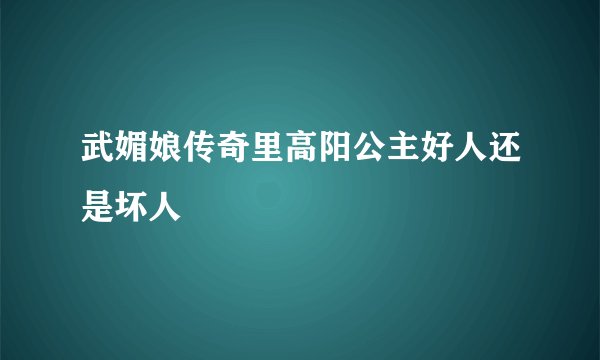 武媚娘传奇里高阳公主好人还是坏人