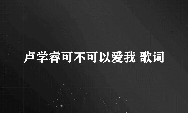 卢学睿可不可以爱我 歌词