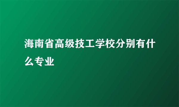 海南省高级技工学校分别有什么专业