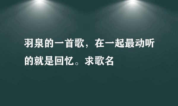 羽泉的一首歌，在一起最动听的就是回忆。求歌名