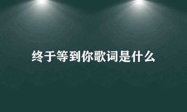 终于等到你歌词是什么