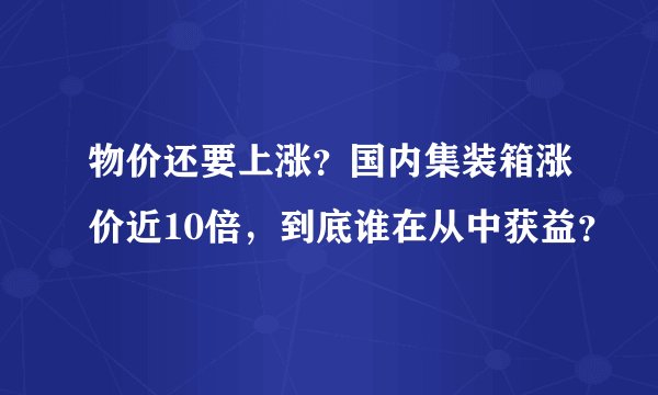 物价还要上涨？国内集装箱涨价近10倍，到底谁在从中获益？