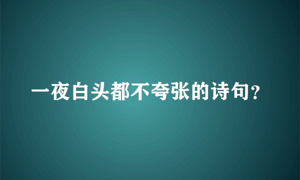 一夜白头都不夸张的诗句？