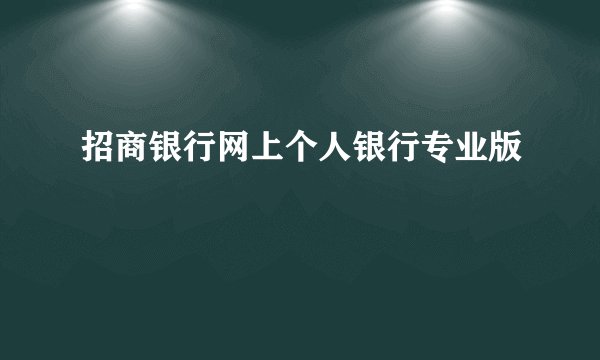 招商银行网上个人银行专业版