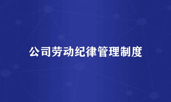 公司劳动纪律管理制度
