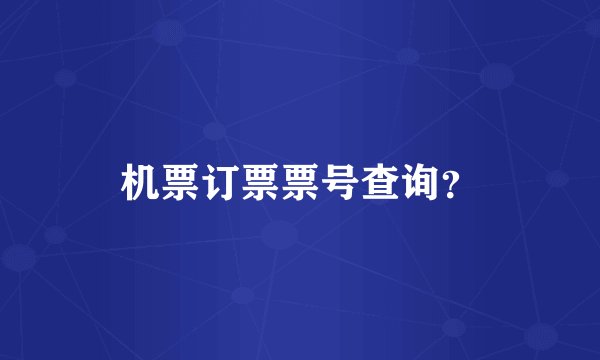 机票订票票号查询?