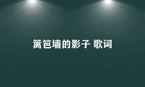 篱笆墙的影子 歌词