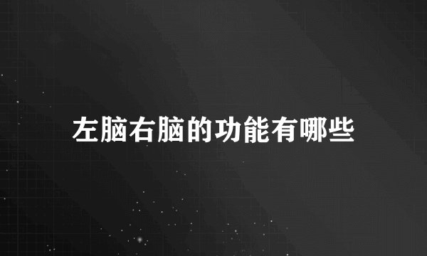 左脑右脑的功能有哪些