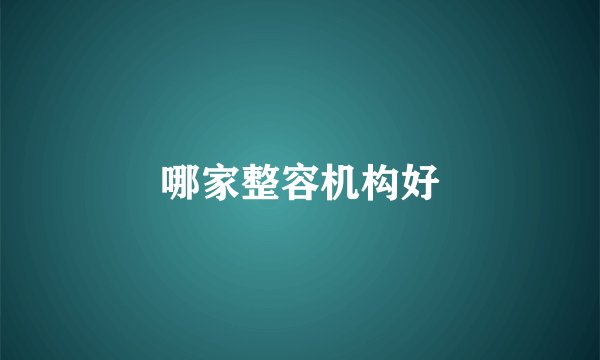 哪家整容机构好