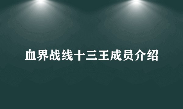 血界战线十三王成员介绍