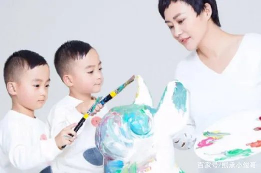 郝蕾双胞胎儿子正面颜值罕见曝光,孩子继承了父母的哪些优点?