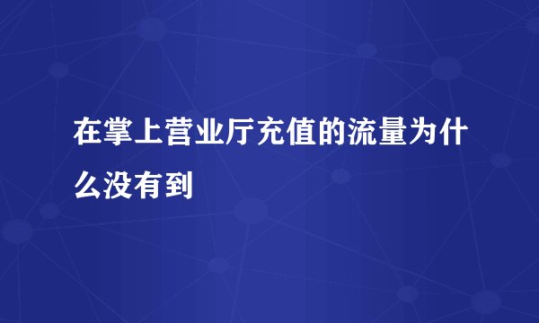 在掌上营业厅充值的流量为什么没有到