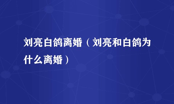 刘亮白鸽离婚（刘亮和白鸽为什么离婚）