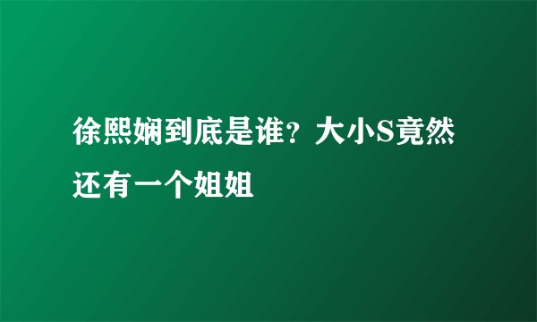 徐熙娴到底是谁?大小S竟然还有一个姐姐