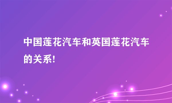 中国莲花汽车和英国莲花汽车的关系!