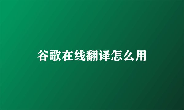 谷歌在线翻译怎么用