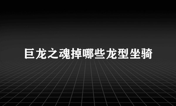 巨龙之魂掉哪些龙型坐骑