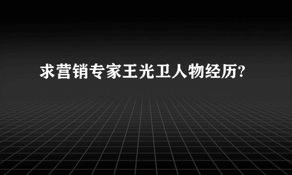 求营销专家王光卫人物经历?