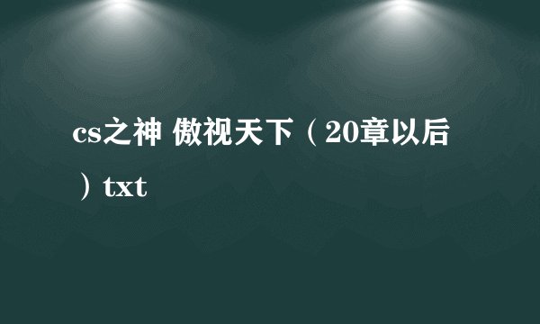 cs之神 傲视天下（20章以后）txt