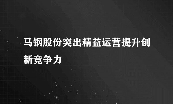 马钢股份突出精益运营提升创新竞争力