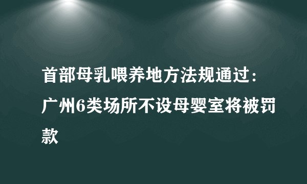 首部母乳喂养地方法规通过:广州6类场所不设母婴室将被罚款