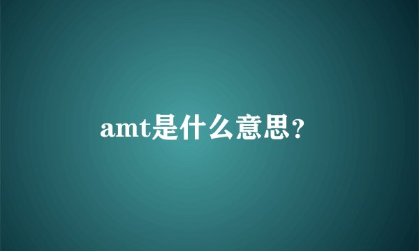 amt是什么意思?