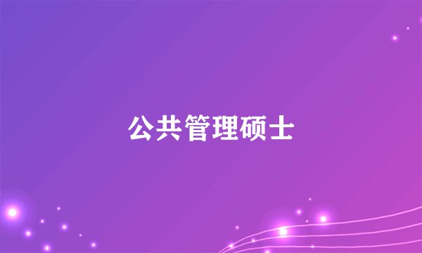 公共管理硕士