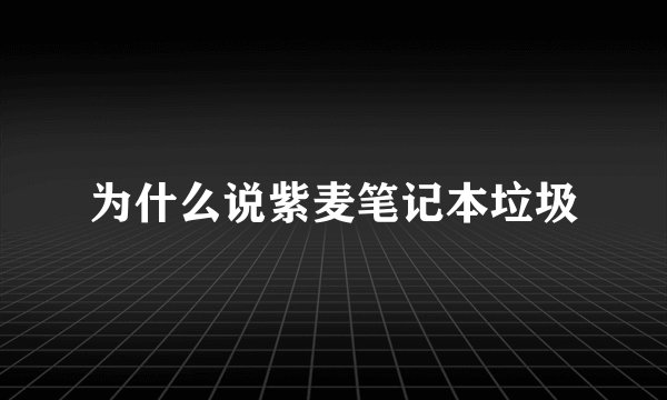 为什么说紫麦笔记本垃圾