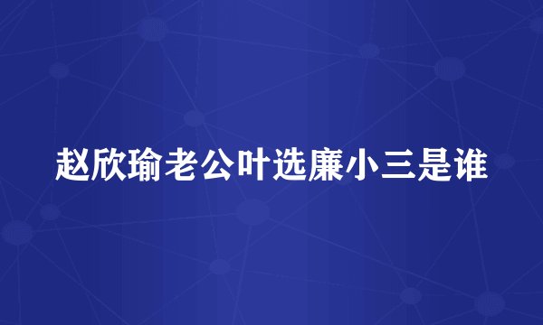 赵欣瑜老公叶选廉小三是谁