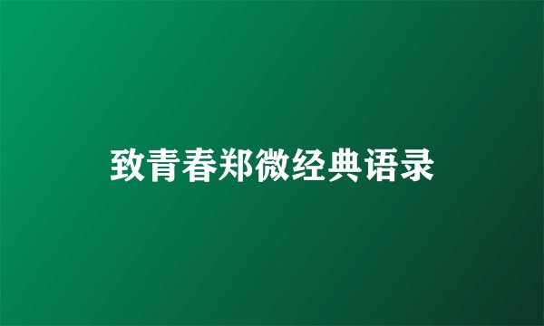 致青春郑微经典语录