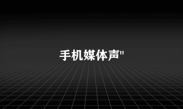 手机媒体声