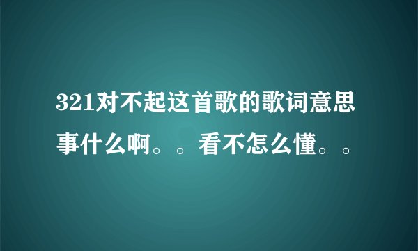 321对不起这首歌的歌词意思事什么啊。。看不怎么懂。。
