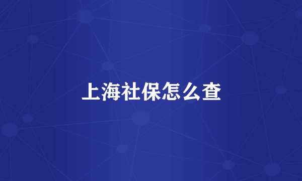 上海社保怎么查