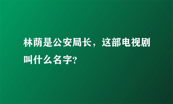 林荫是公安局长,这部电视剧叫什么名字?