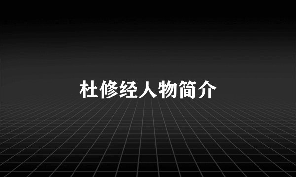 杜修经人物简介