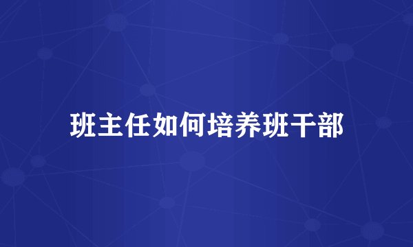 班主任如何培养班干部