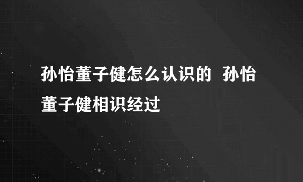 孙怡董子健怎么认识的  孙怡董子健相识经过