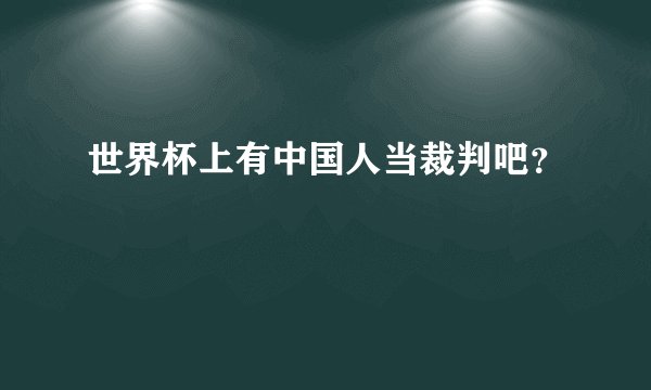 世界杯上有中国人当裁判吧？