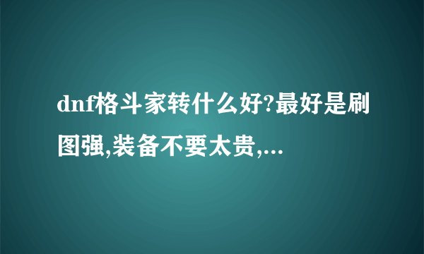 dnf格斗家转什么好?最好是刷图强,装备不要太贵,我是平民 玩家