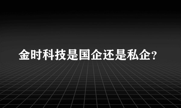 金时科技是国企还是私企？