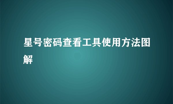 星号密码查看工具使用方法图解