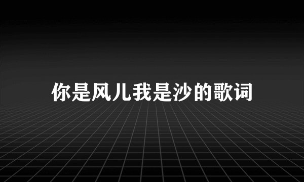 你是风儿我是沙的歌词